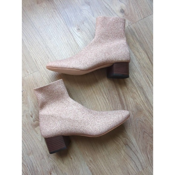 Loeffler Randall Carter Block Heel Sock Boots Womens Metallic